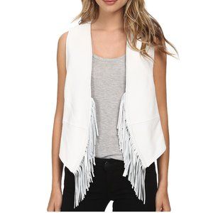 NWT Rebecca Minkoff Rare Tiffy Fringe Leather Vest Chalk Color M Boho